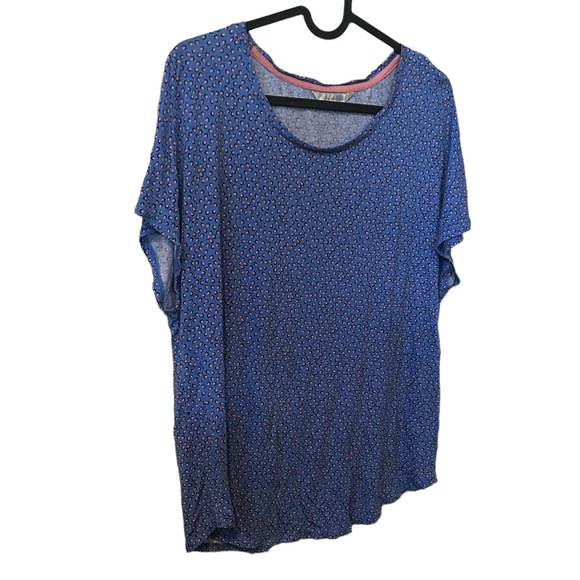 Boden Blue With Pink Dot Pattern 100% Viscose Short Sleeve Size 10 Spring Blouse - Picture 3 of 7